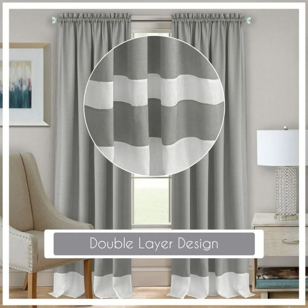 Woven Trends Two-Tone Window Curtain Panels, Rod- Pocket Room Darkening